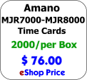 Amano MJR7000 and MJR8000 Time Computer Time Cards.