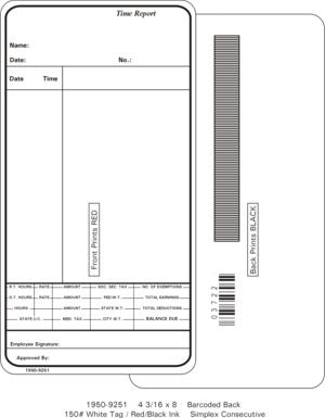 Simplex 1950-9251 Consecutive Time Cards